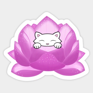 Cat In A Lotus Sticker